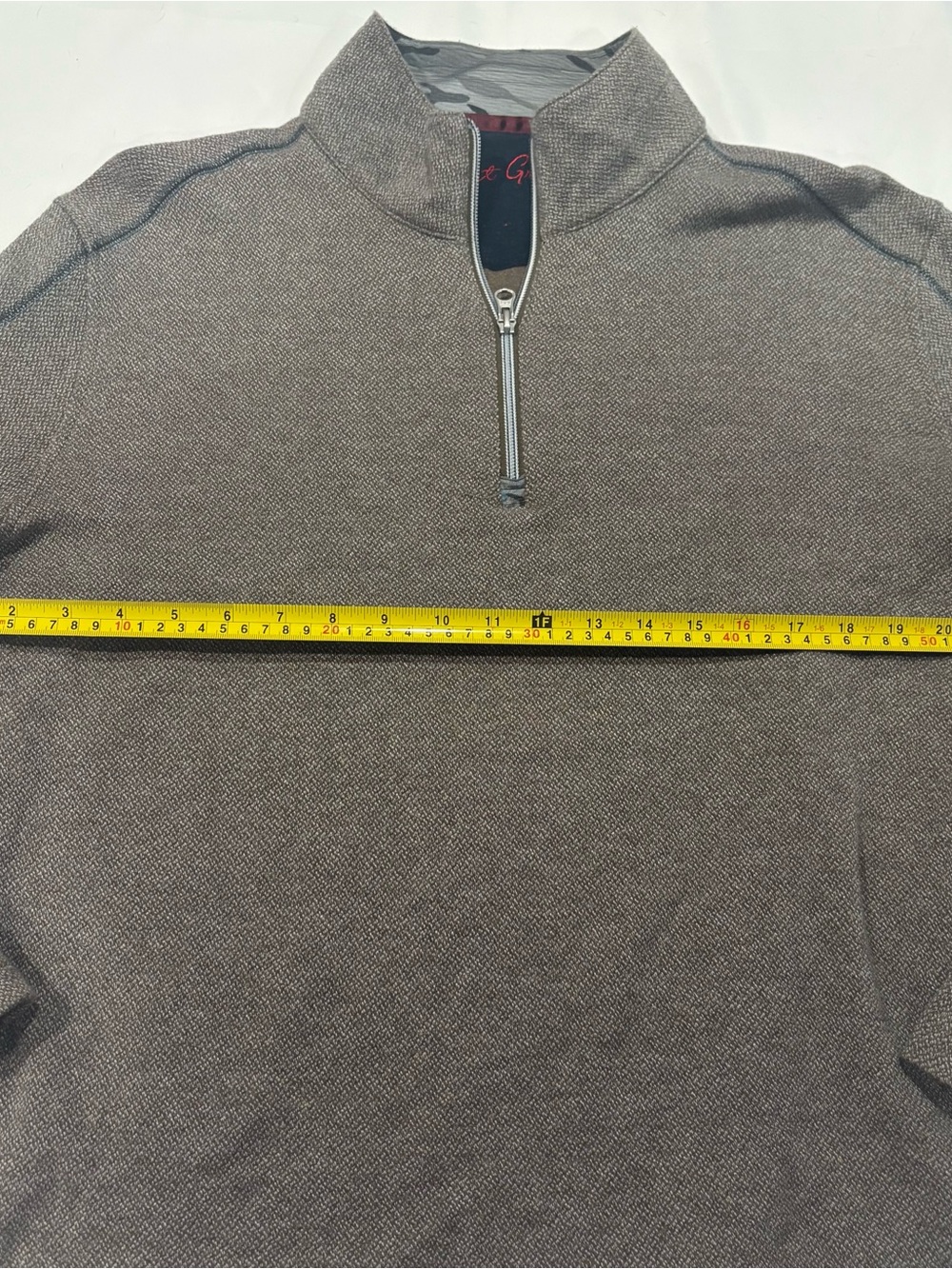 Robert Graham 1/ 4 Zip Pullover Sweater Sz L Beige Mock Neck Lightweight Cotton - Picture 6 of 9
